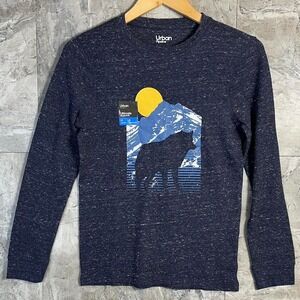 Urban Navy long sleeve shirt with bear graphic Kids Large 14-16  #beargraphic